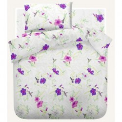 Lenjerie de pat bumbac Rosemallow-cu nalbe-culoare alba-1persoana