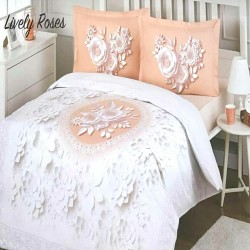 Lenjerie de pat LIVELY ROSES, cearceaf cu elastic 160x200