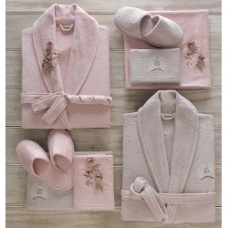 SET ANETTA PUDRA/BEJ Halat Dama/Barbat & Prosope & Papuci Baie, 8 piese