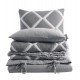 SET GARCIA ANTRACIT, Cuvertura & Lenjerie de Pat Brodata, 7 Piese, muselina