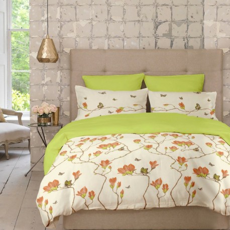 Lenjerie de pat bumbac Magnolia Brown & Lime